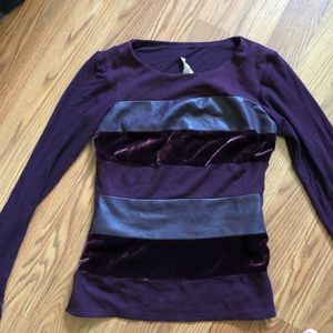 Eggplant long sleeve shirt with suede and velvet